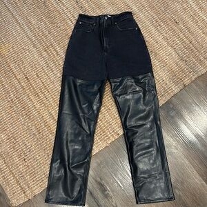 Abercrombie Mixed Fabric Ultra High Rise 90s Straight Jean